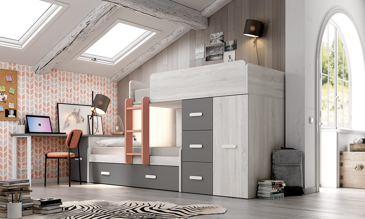 Litera dormitorio juvenil Zonas de estudio juveniles